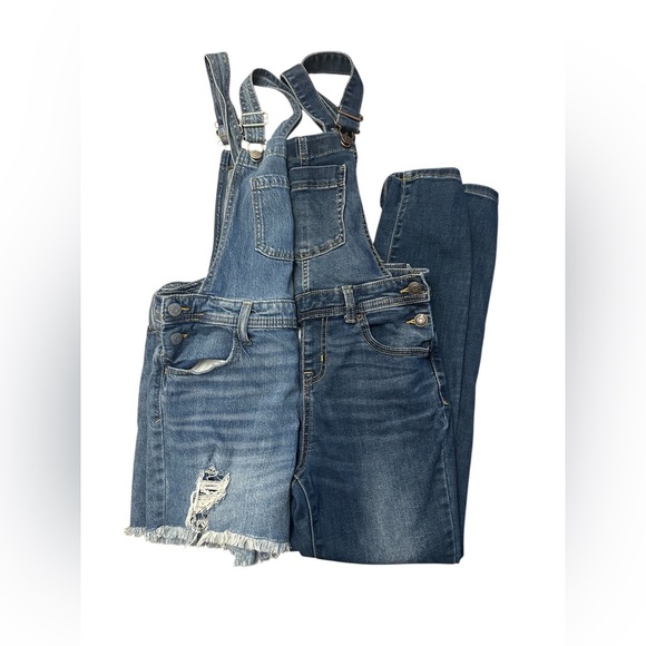Cat & Jack Blue Denim Overalls Bibs with Shortalls Girls 10/12 Target Large - Picture 6 of 9